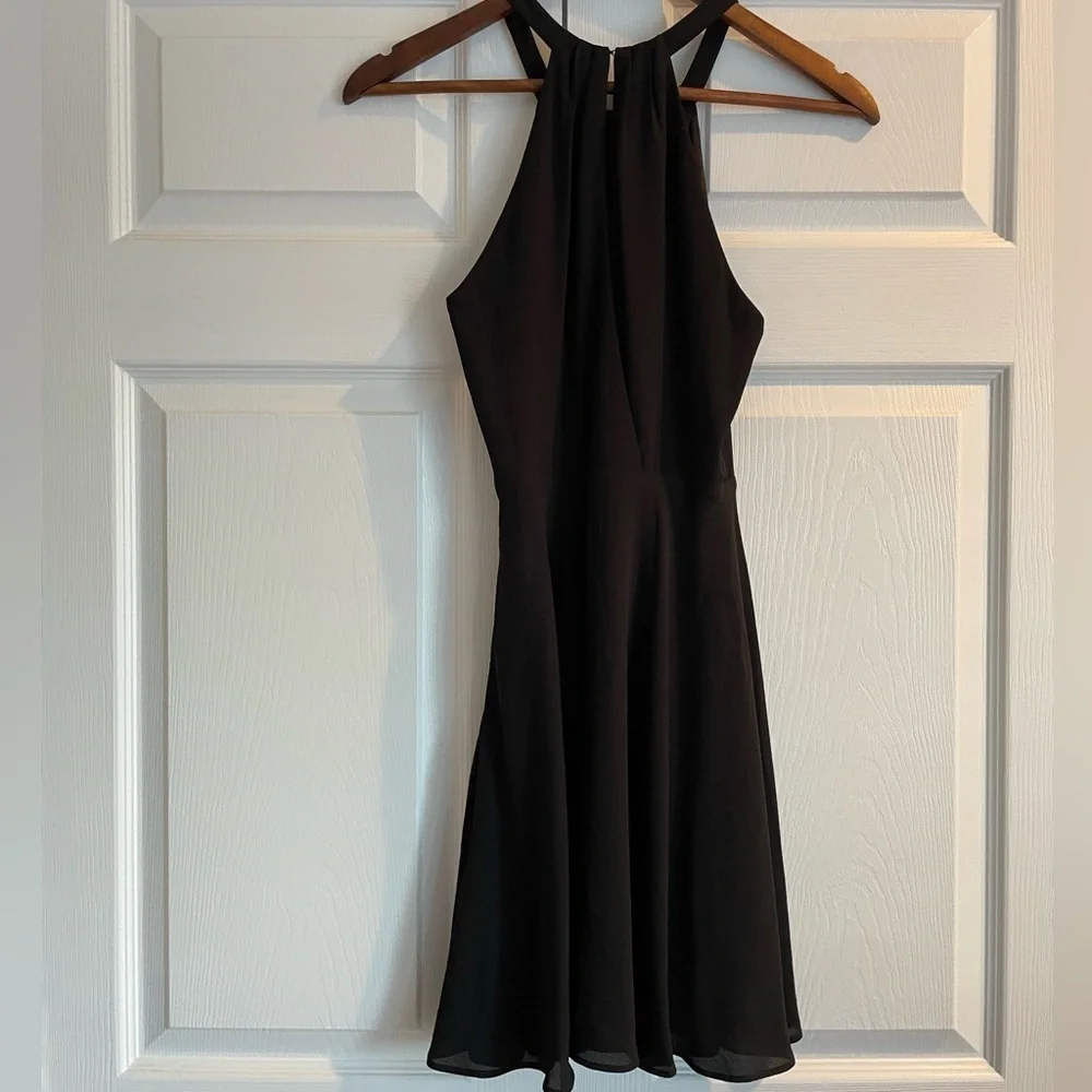 Express Halter Neck Keyhole Back Mini Dress Black Formal Homecoming 2 - Picture 6 of 14